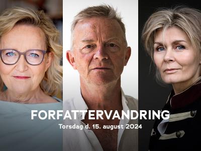 Billede af de tre forfattere til forfattervandringen, Karin Slot Christiansen, Mich Vraa og Tine Gøtzsche